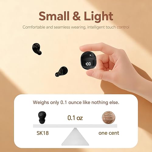 Miniatura 4 de Mini auriculares invisibles inalámbricos Bluetooth, de perfil bajo, micro más pequeños diminutos, discretos, ocultos para el trabajo, auriculares