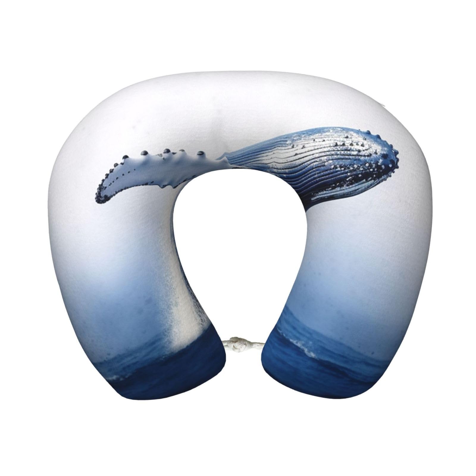 peiyeety Blue Ocean Whale Travel Pillow Memory Foam - Comfortable U Shape Neck Pillows for Sleeping, Neck and Head Support Portable Airplane Pillow Adjustable Flight Pillow, Washable Cover