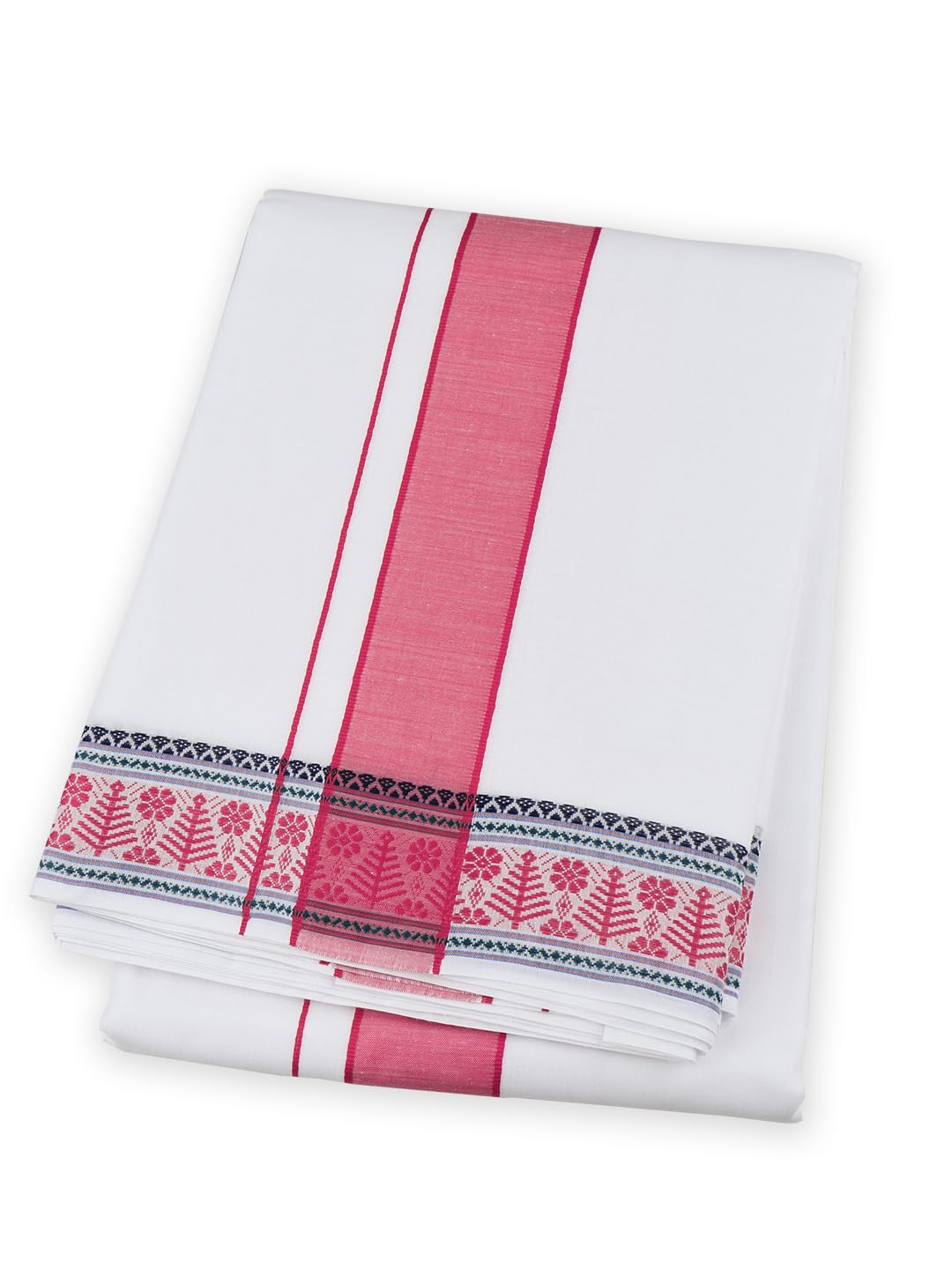 Men Cotton Fancy Border Panchakacham with Angavasthram