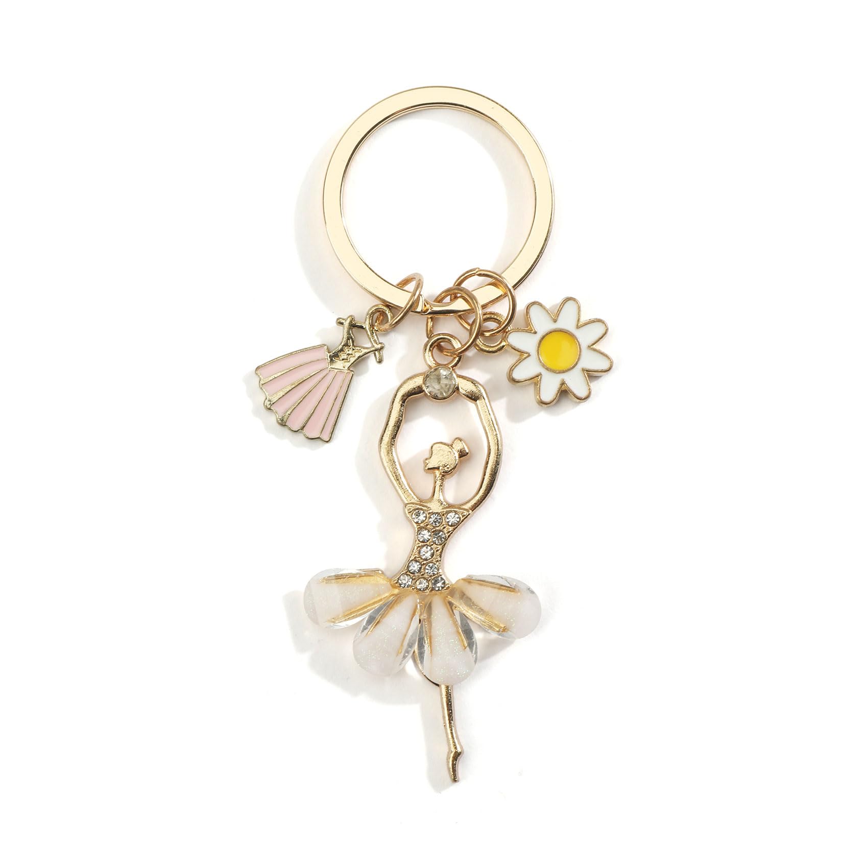 Tranbath Tanzendes Mädchen Schlüsselanhänger Tänzerin, Eleganter Ballerina Silber Schlüsselanhänger Auto Frauen, Ballett Geschenk, Süße Anhänger Tasche, Tanzen Geschenk für Lehrerin und Lehrer