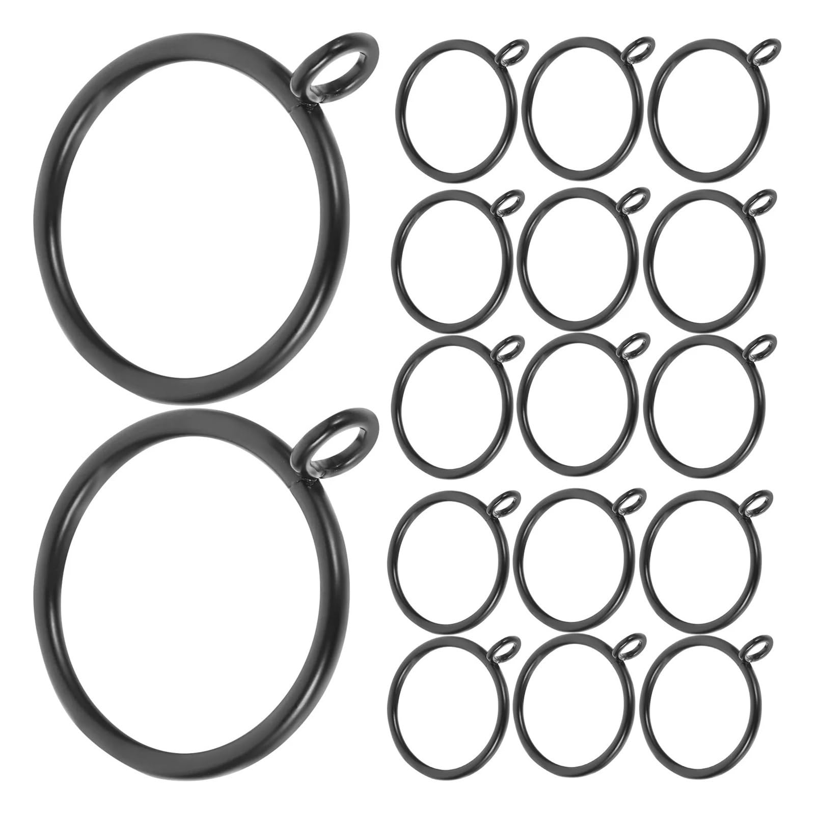 Vorhangösen 40 Stück Schwarze Eisen-Vorhangringe mit Ösen for 25-mm-Stangen, minimalistische Gardinen-Hängeringe, Metall-Vorhangzubehör