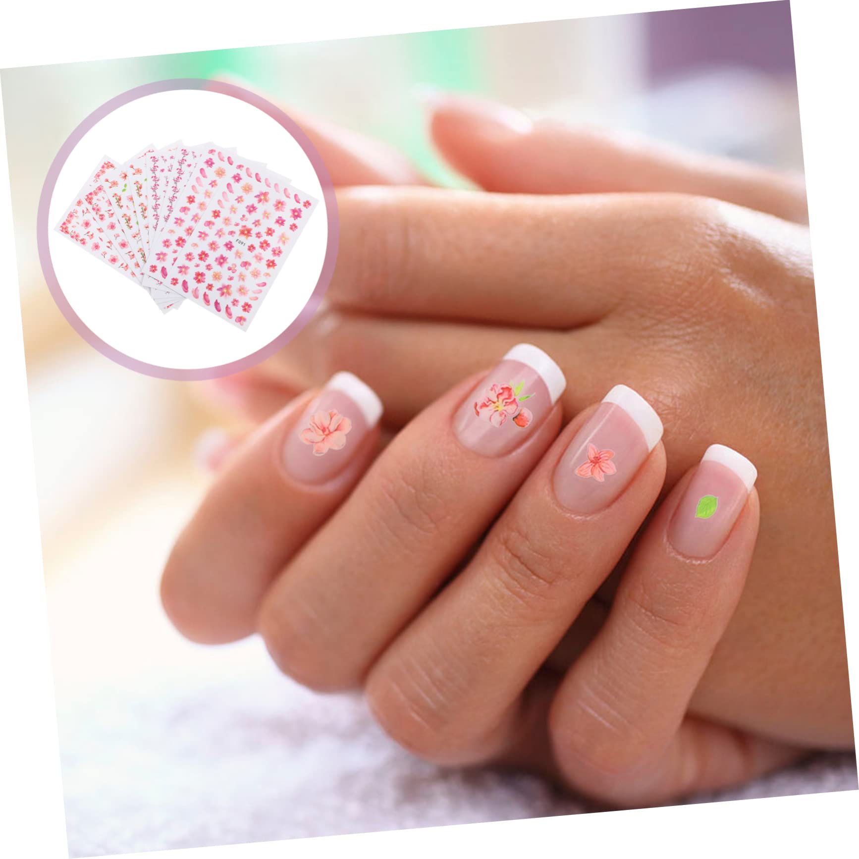 FOMIYES 5 Juegos De Pegatinas De Flores Para Uñas Calcomanías 3d Para Uñas Variedad De Estilos No Irritantes Kit De Decoración De Uñas Para Mujeres Y Niñas 8 Hojas X 5