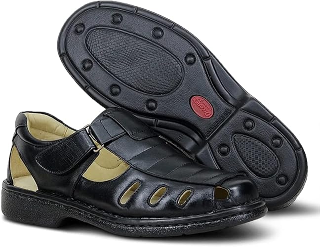 Sandalia masculina solado Antiestresse couro carneiro Decoflex 182 PRETO |  Amazon.com.br