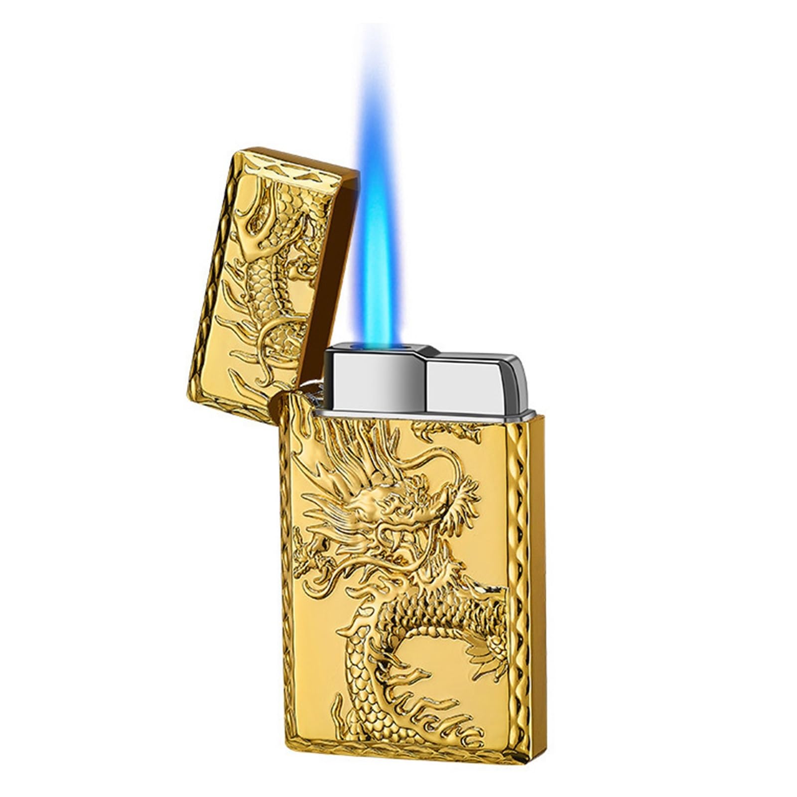 Encendedor de metal de dragón con relieve premium, recargable y resistente al viento