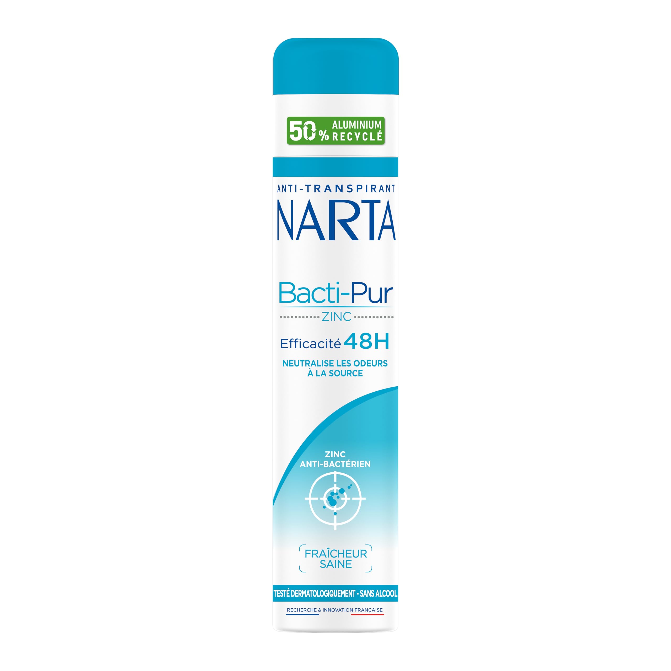 Narta Bacti-Pur Femme Déodorant Anti-Transpirant Spray Bacti-Pur Zinc efficacité 48h Fraîcheur Saine Sans Alcool 200ml