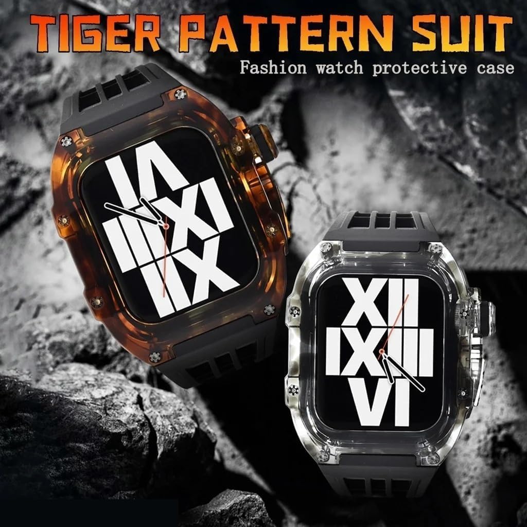 Transparent Watch Case Sport Rubber Band，For Apple Watch 45mm 44mm，Rm Style Men Women Watch Mod Kit，For Iwatch Series 9 8 7 6 5 4 SE Replacement Accessories