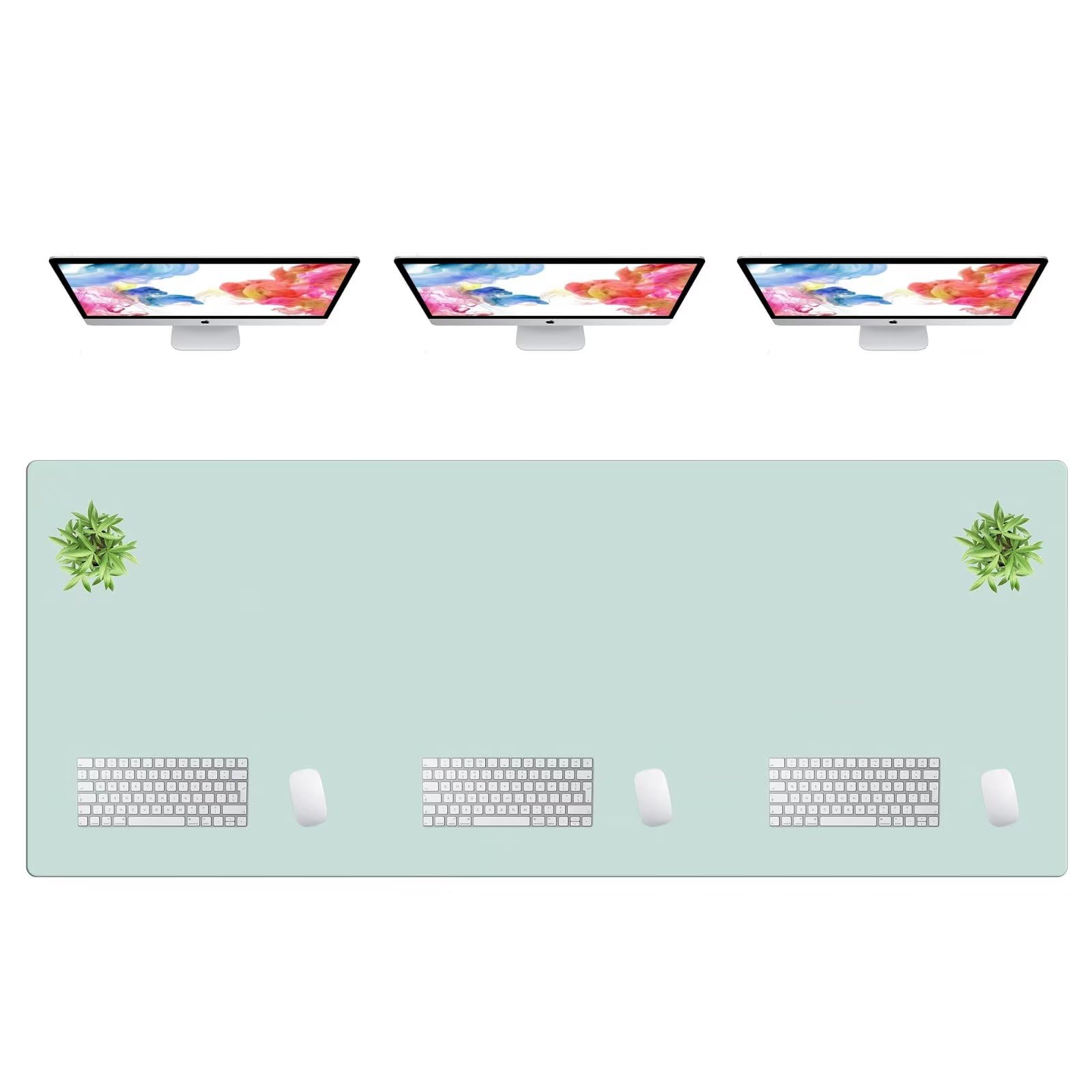 LL-COEUR Extra Large PU Leather Desk Mat Large Mouse Pad XXL Waterproof Table Mat Office Laptop Writing Pad (78.7 x 31.5 inch, Light Green)