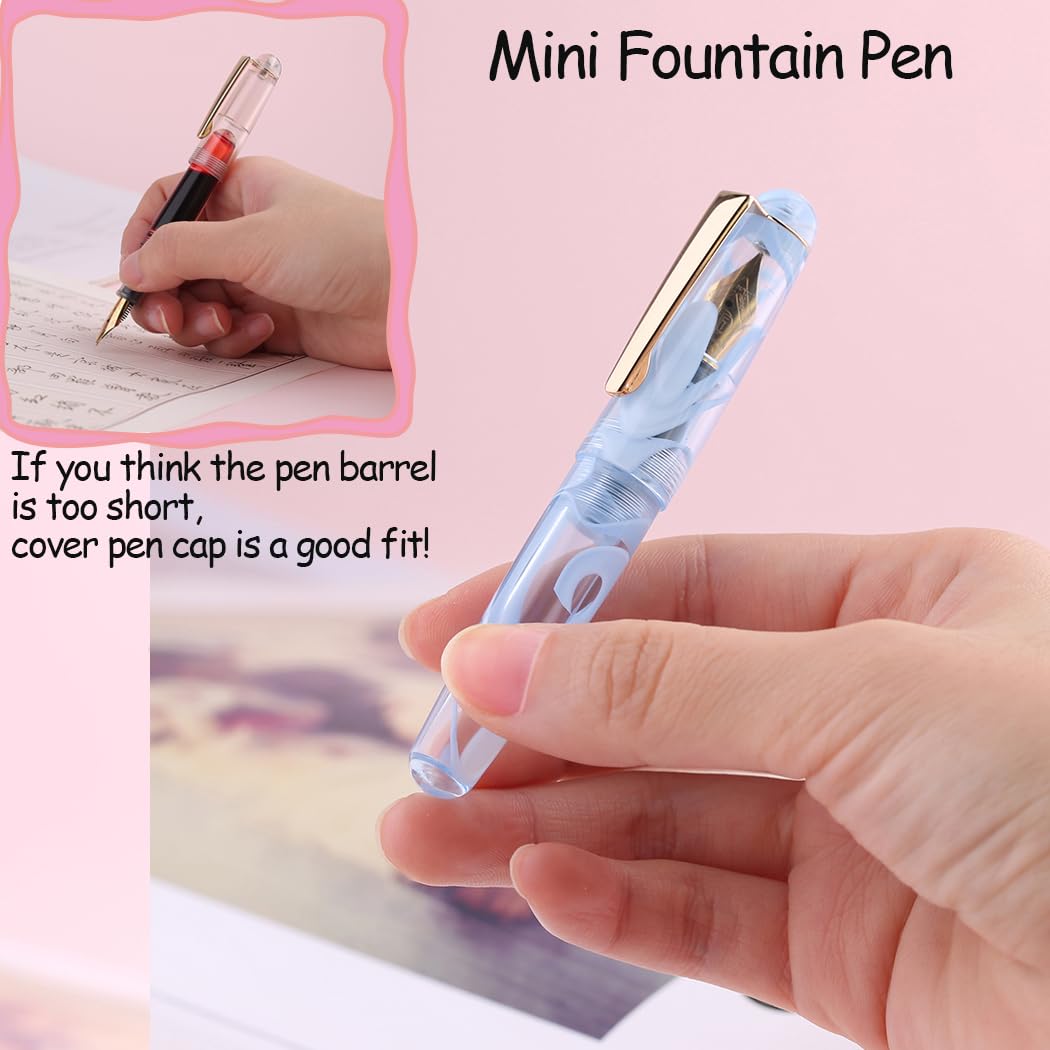 SIPLIV Majohn Q2 Mini Stylo Plume De Voyage En Résine Iridium à Pointe Fine Avec 3 Pointes De Stylo, Pipette Courte Et 20 Cartouches D'encre Noire