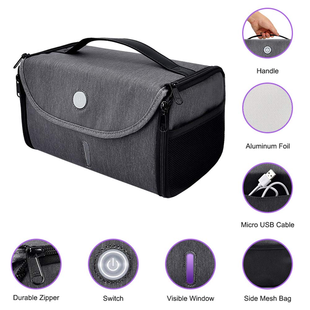 Borsa per disinfettante UV LED, Borse per sterilizzatrici Portatili, Borse per la disinfezione, 3 Perline LED, per Cellulare, biberon, Biancheria Intima, spazzolino da Denti