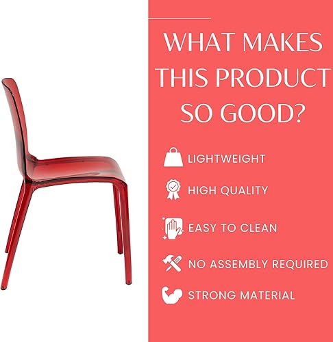 Miniatura 4 de LeisureMod Adler Mid-Century - Silla auxiliar de comedor moderna, juego de 2 (color negro transparente)