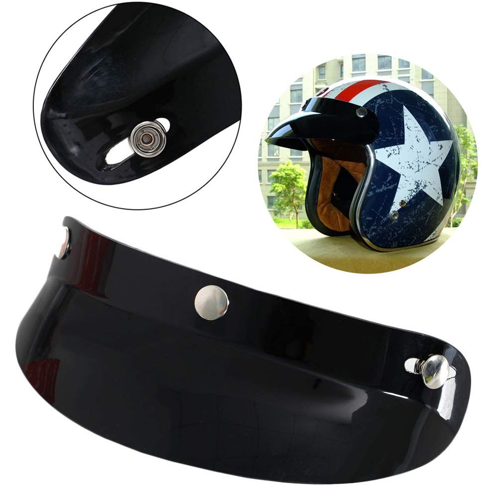 Hot Universal 3 Snap Visier Gesichtsschutzlinse für Motorradhelme Open Face Helm Krempe Schwarz