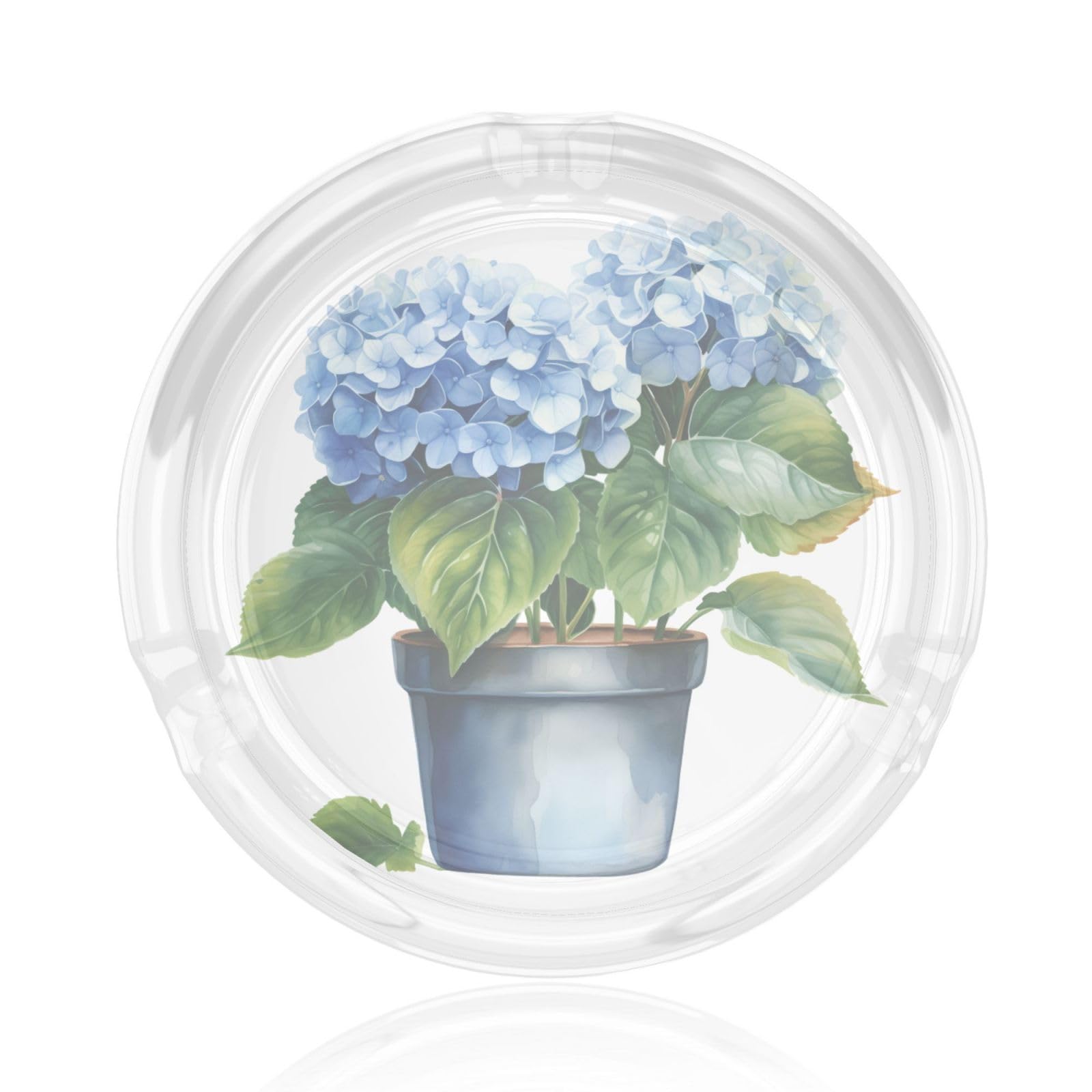 Blue Hydrangea In A Pot Glass Ashtray For Cigarettes Ash Trays Case For Home Office Decor