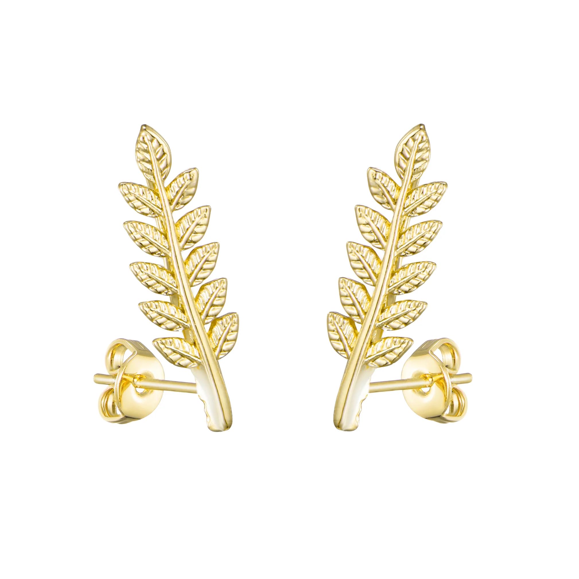 Philip Jones Boucles d'oreilles feuille plaqué or, Plaqué or