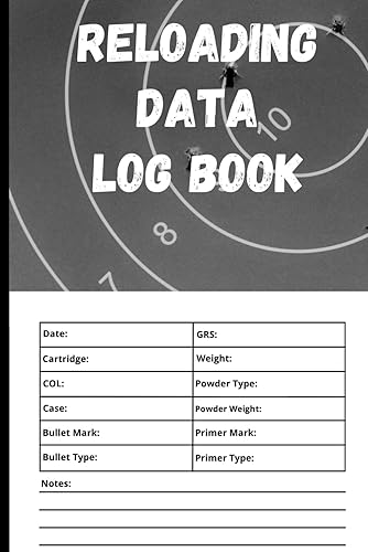 Reloading Data Log Book: Precision Tracking of Ammunition Handloading Details, Detailed Hand Reloading Data Notebook for Shooters