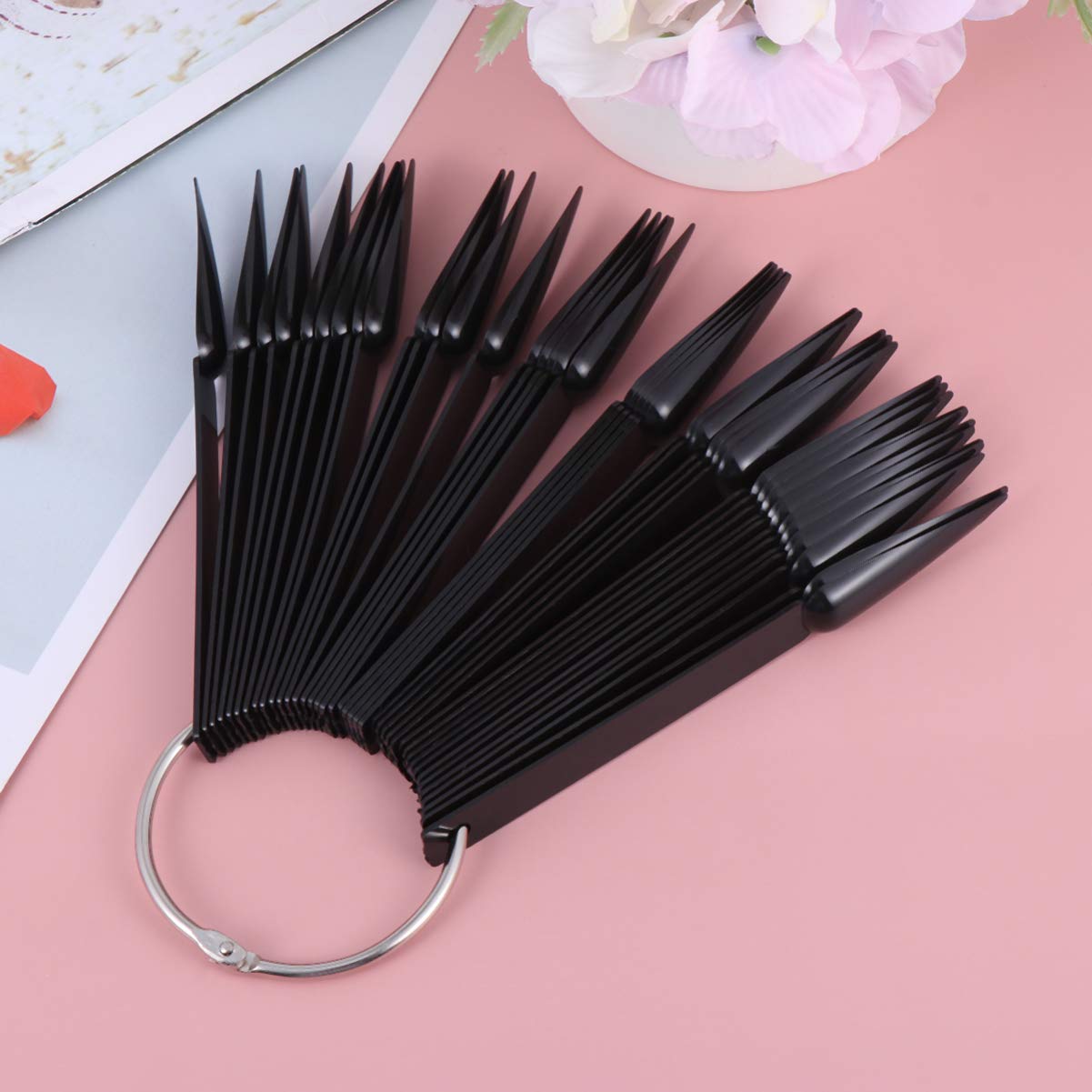 6sets Fan Shape Nail Art Display Tips Each Black Practice Templates for Manicure and Nail Polish Samples for Enthusiasts