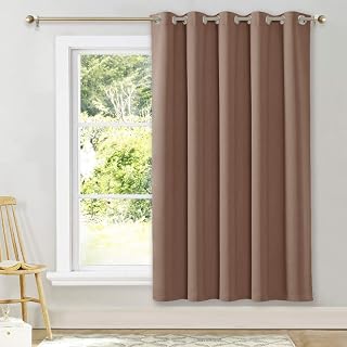 NICETOWN Vertical Blinds for Sling Door, Grommet Top Blackout Window Curtains, Privacy Blinds for Patio, Wide Curtains(1 Piece, Cappuccino, 70" W x 72" L)