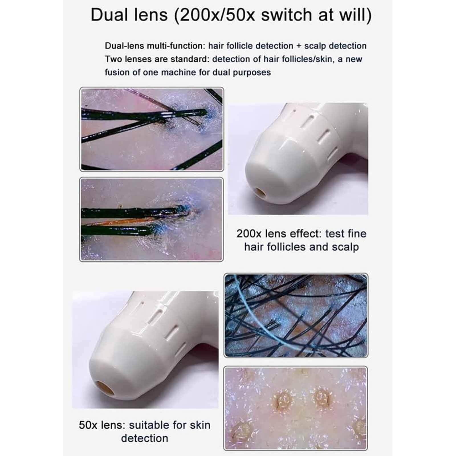 Microscopio digitale da 10 pollici per analizzatore della pelle dei capelli, rilevatore LCD del cuoio capelluto per test del follicolo pilifero e monitoraggio della salute della pelle