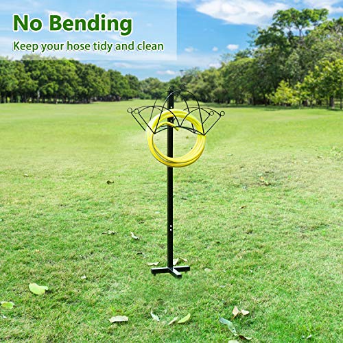 Rocinha Garden Hose Holder for Outside, Heavy Duty Metal Water Hose Holder Hanger, Detachable Hose Storage Stand Rack for Yard, Lawn, Bright Black - Thumbnail 7