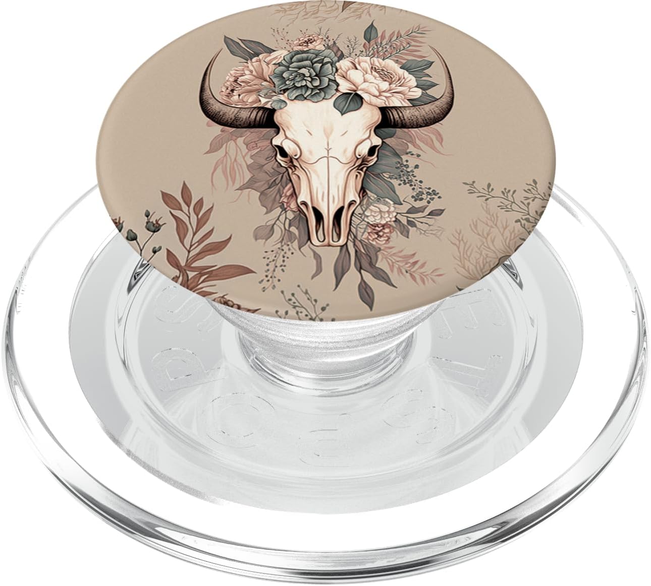 Skull Bull Western Floral Cowgirl Rural Texas for Girl Women PopSockets PopGrip for MagSafe