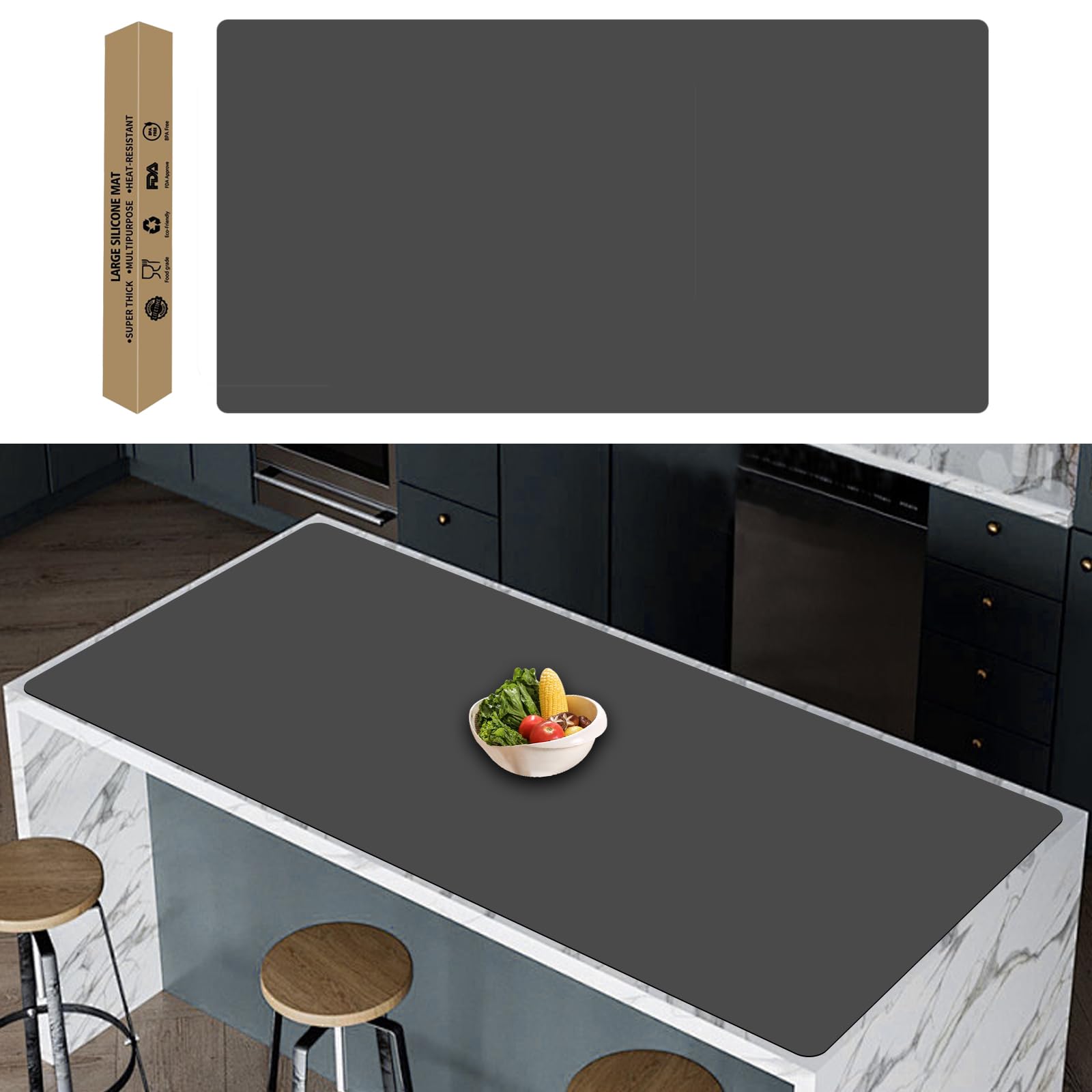 Large Silicone Kitchen Counter Mat, 35.4