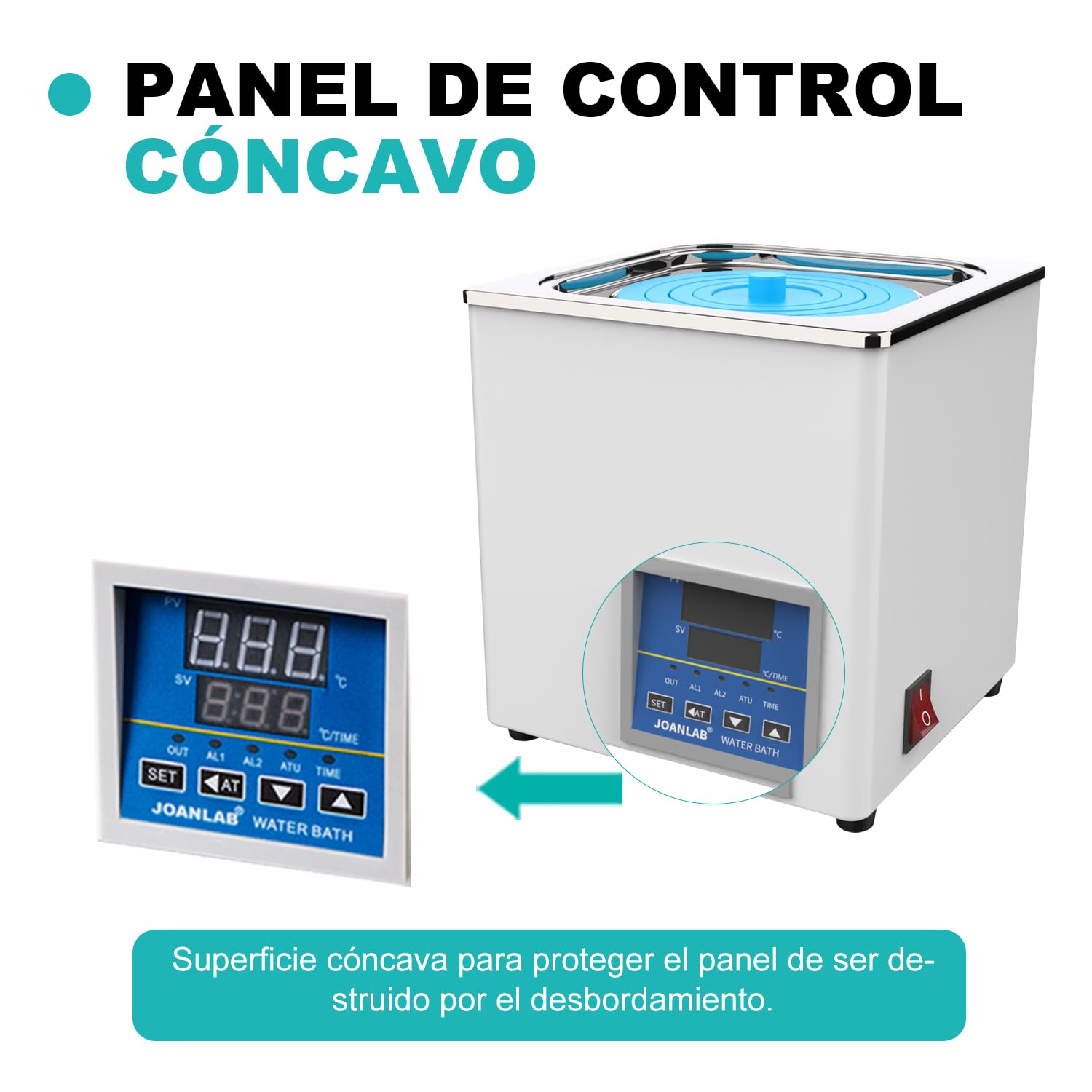 JOANLAB Baño María Laboratorio 3L, 300W - Una Abertura, Acero Inoxidable - Termostato Digital ±0,1°C - Temporizador 0-99 Min - Pantalla LED