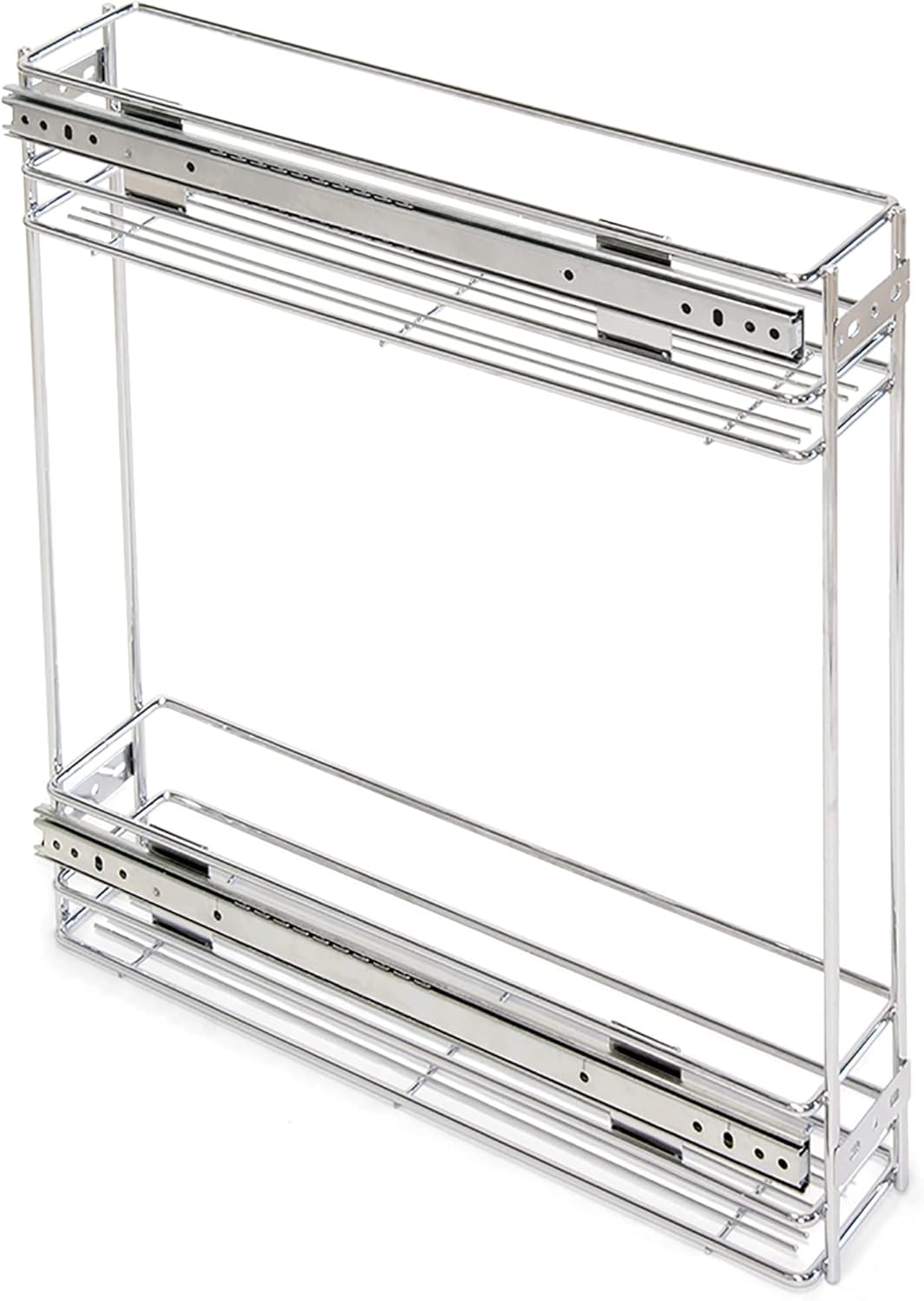 Carrello cestello portabottiglie Estraibile per Mobile di Cucina in Acciaio Cromato - Base mobile - Sistema Ammortizzato Soft - Close
