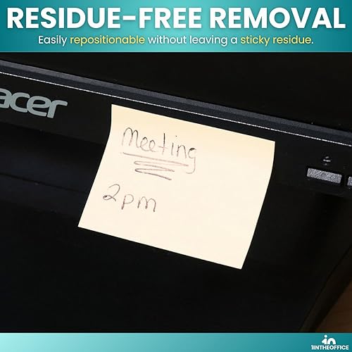 Miniatura 4 de 1InTheOffice Notas adhesivas pequeñas de 1.5 x 2, bloc autoadhesivo, notas emergentes de 1.5 x 2, amarillo, 100 hojas, 12 unidades