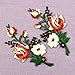 Flowers Bouquet Boho Patch Embroidered Floral Applique Iron On Sew On Rose Emblem, Red & White, Set of 2 Pcs