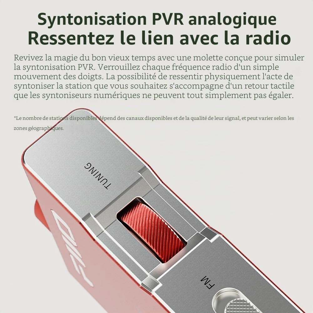 FiiO RR11 Récepteur Radio Stéréo FM HiFi Portable avec Accord PVR Analogique, Effets Sonores Bass+3D, 64MHz-108MHz (Rouge, Certifié Audio Haute Résolution)