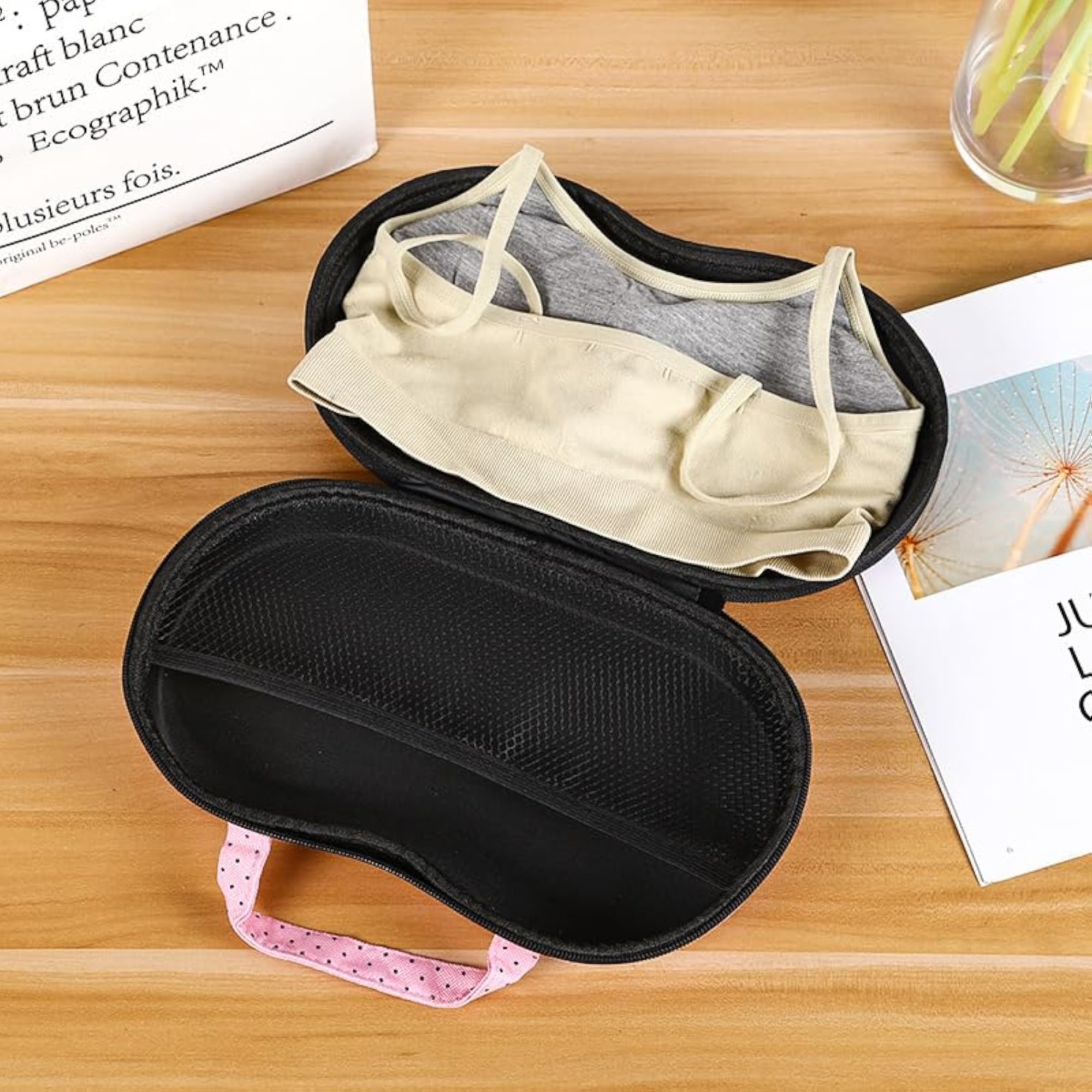 Bra Storage Case for Travel, Polka Dots & Stripes Design Organizer