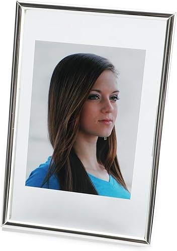 Marco flotante plateado (6 x 8 pulgadas, vertical) con estilo "corazón", para tamaños de imagen (5 x 7, 4 x 6, 3 x 5), estante de mesa, marco de