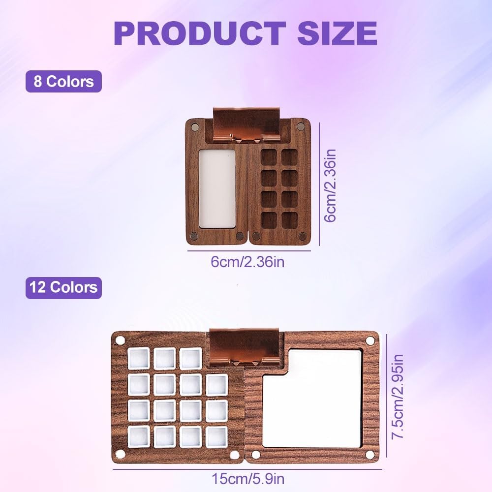 Watercolor Kit, Mini Watercolor Paint Set Paint Palette Travel Kit,Mini Wooden Watercolor Paint Set,Pocket Artist Watercolor Travel Sets (15 Grid-1PC)