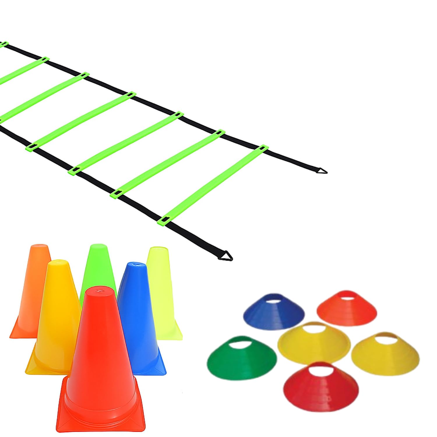 HIPKOO SPORTS PVC Cones, Pack 6, 10 Space Markers and Ladder Agility, 4 Meter Combos (Multicolour, 6 Inch) (Set-1)-image-41