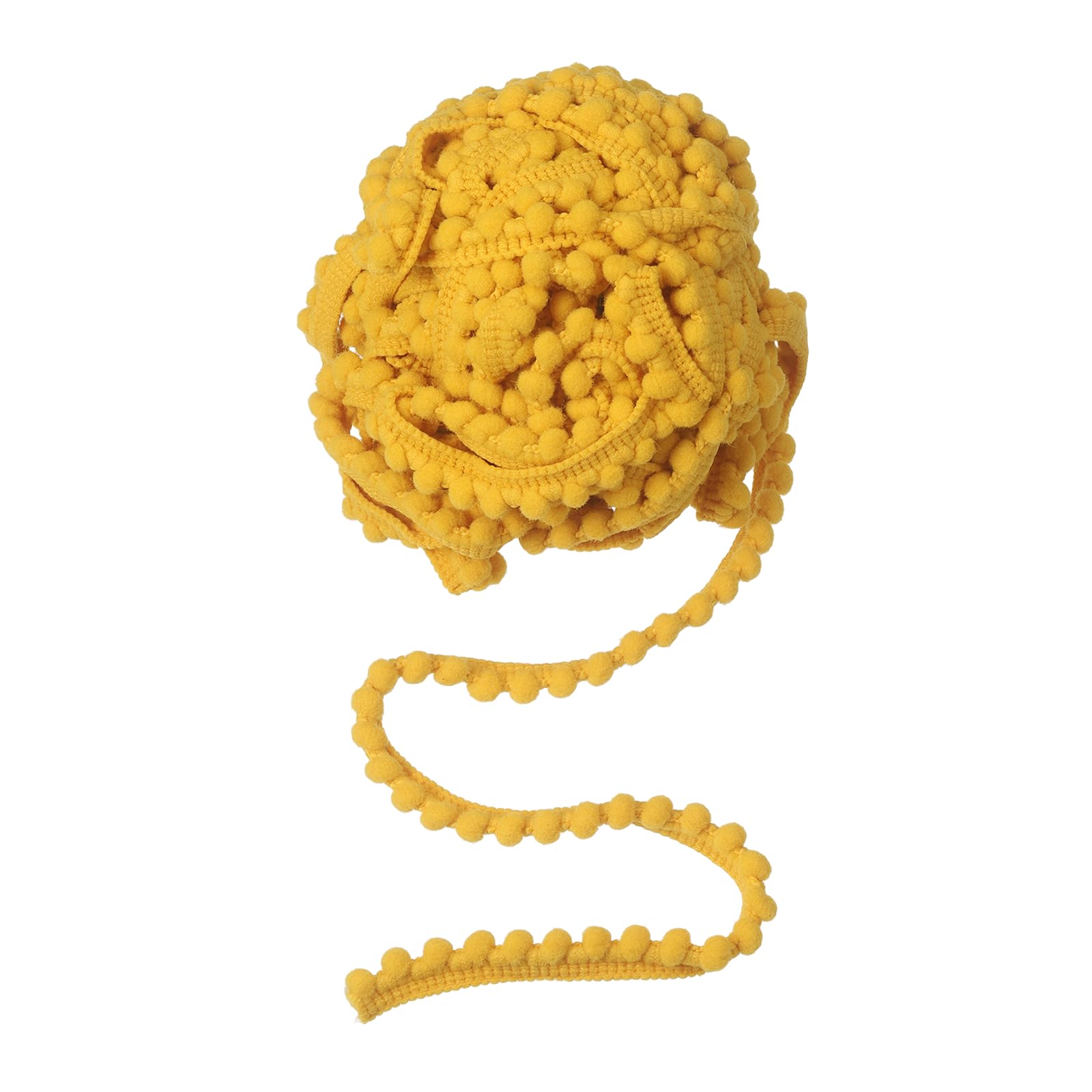 sourcing map 10 Yards Pom Pom Ball Fringe Trim, Round Pom Pom Trim Ribbon Nylon Fringe Ribbon Sewing Accessory for DIY Crafts Sewing Curtain Clothes Pillow Home Decoration, Yellow