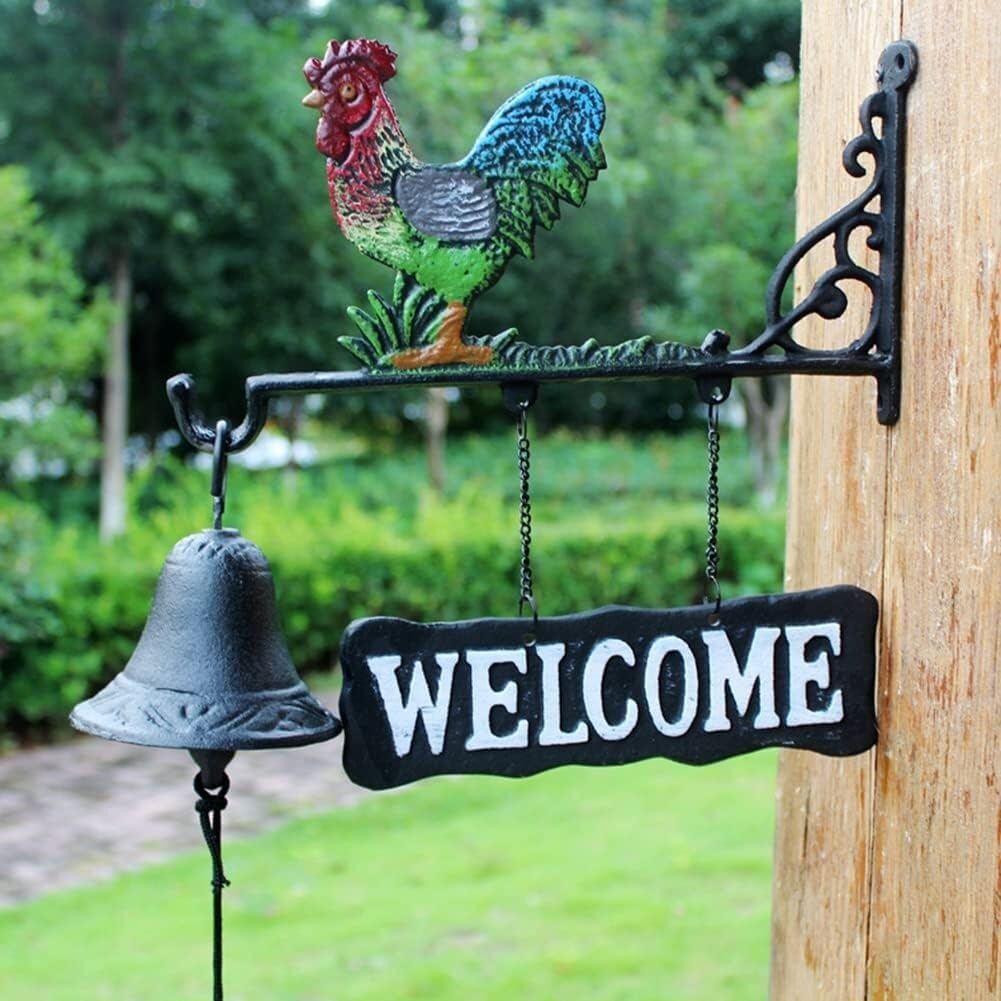 Cloche En Fonte Décorative Pour Jardin – Sonnette Murale Vintage, Brun Fer
