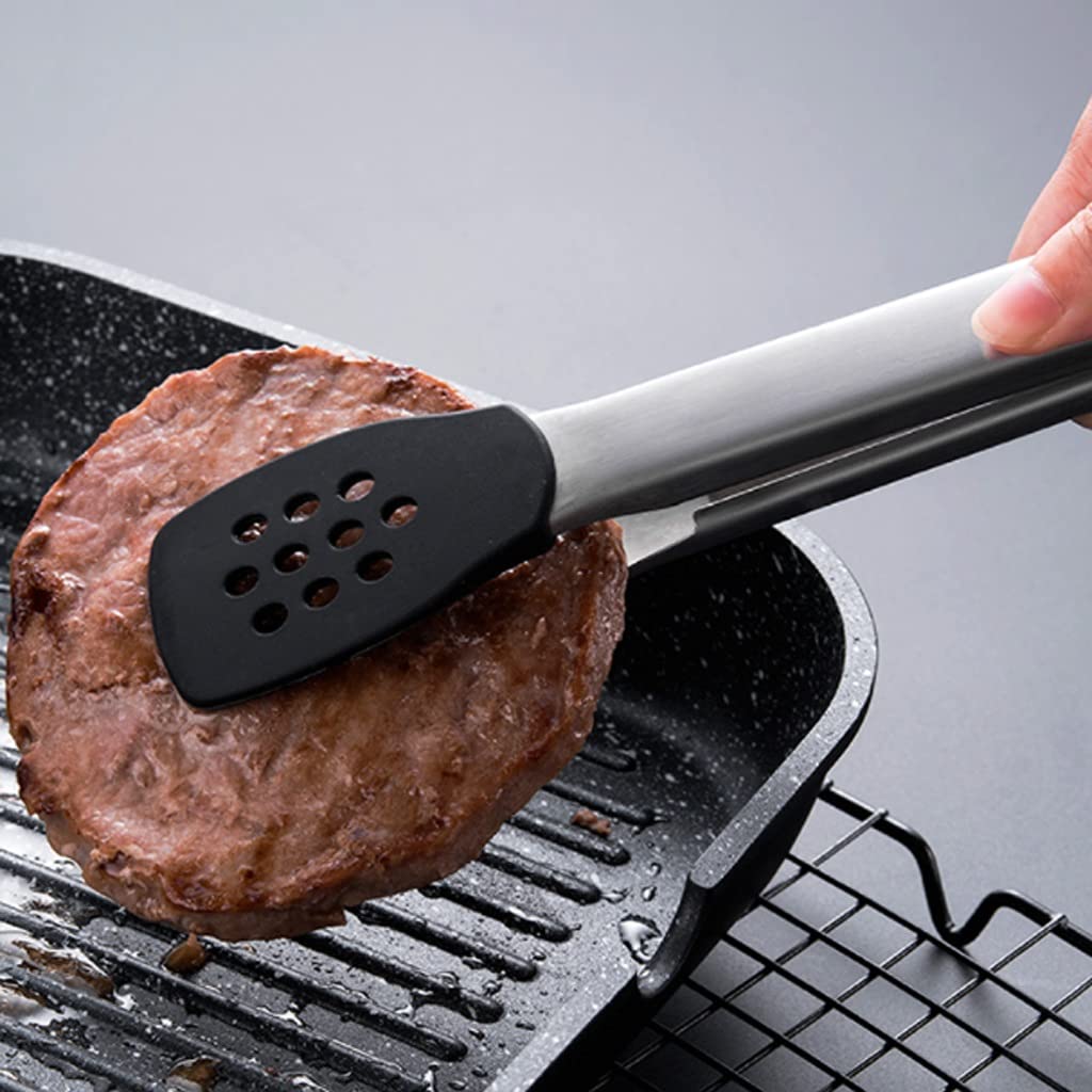 MRKU Pince de Cuisine en Acier Inoxydable avec Embouts en Silicone, poignée antidérapante et verrouillable, pour la friture