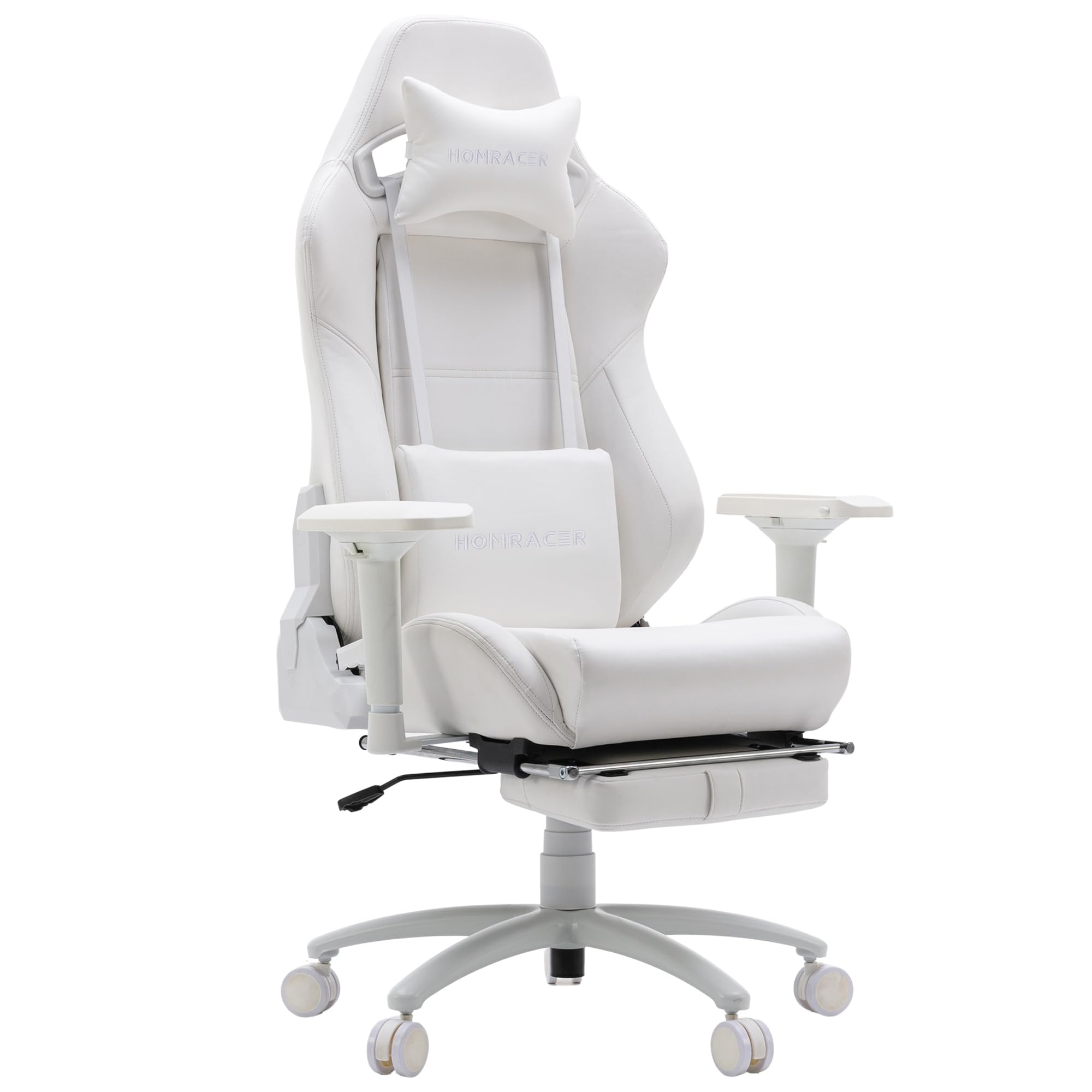 Homracer Gaming Chair Office chair Ergonomic Computer Chair with Footrest and Lumbar Support,Gaming Chairs for Adults Adjustable Desk Chair with 360°- Swivel Seat For Man Women,Gift(White-upgraded)