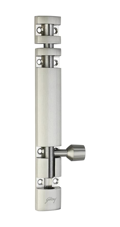 Godrej Aluminum Tower Bolt | Suitable for Left & Right Handed, Inside & Outside Opening Doors | Main, Internal & Bathroom Doors, Windows, Wardrobe, Cabinet Doors | 300mm | Satin Finish | Pack of 2