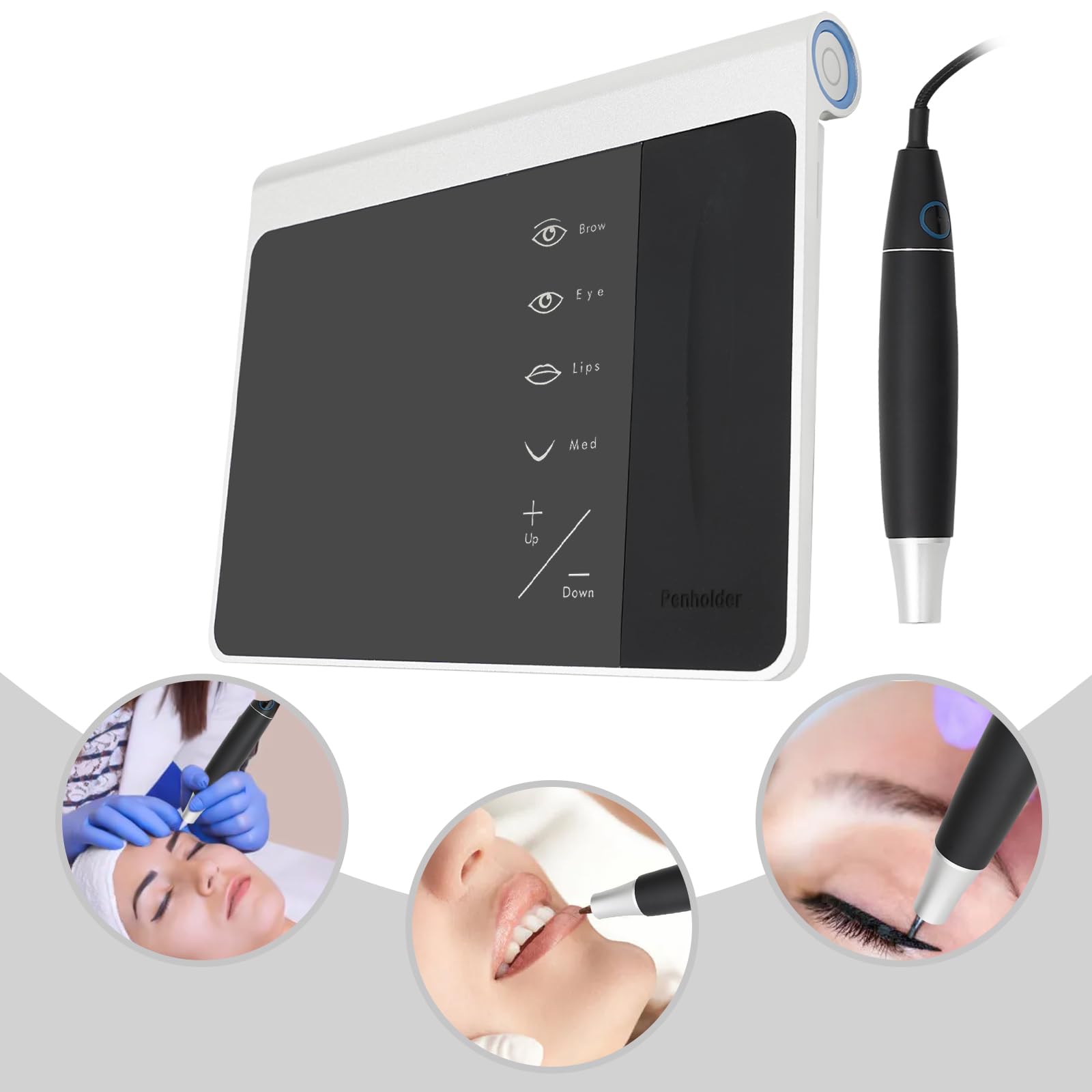 Máquina de tatuaje para cejas, herramienta de belleza precisa, de aluminio, 10.500 rpm, 10 velocidades ajustables, para cejas, delineador de ojos y más