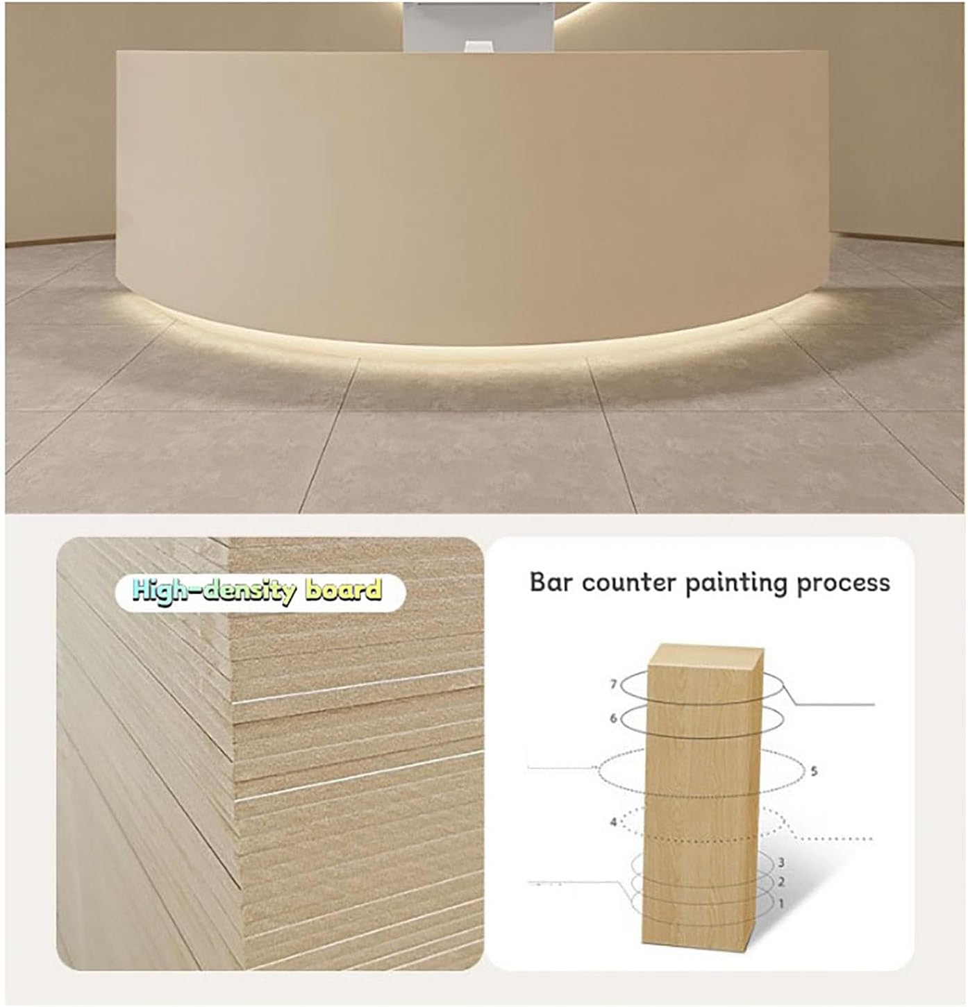 BK&MF Modern Curved Reception Desk 47-59Inch Front Counter Table White Front Counter Table with Storage and Lockable Drawer for Salon Lobby Shop,E,120x60x100cm(47x24x39inch)