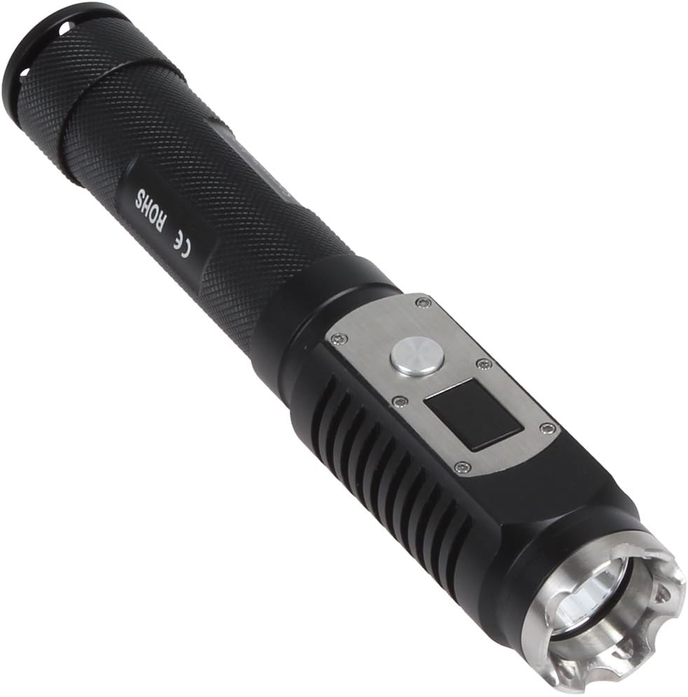 SecurityIng® HD-1403 Waterproof High Power 1200 Lumens Digital Display LED Flashlight 5 Modes Super Bright Torch Powered by 1 x 3.7V 18650 Rechargeable Li-ion Battery (Not Included)