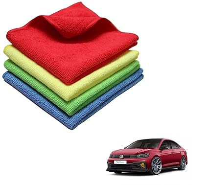 Auto Addict Microfiber Vehicle Washing Cloth (Pack of 4) for Virtus