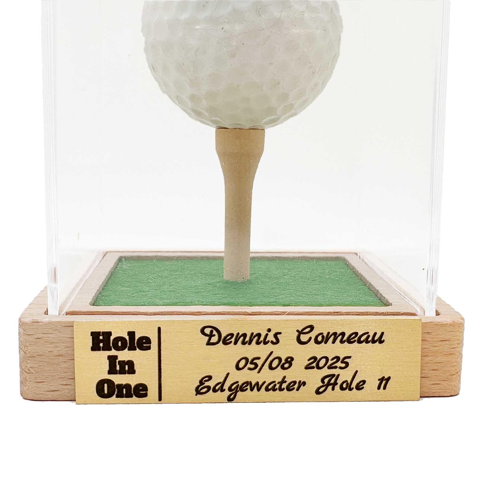 signxuni Custom Golf Ball Display Case - Hole in One Plaque Engraved Brass Plate 2.4" x 0.6"