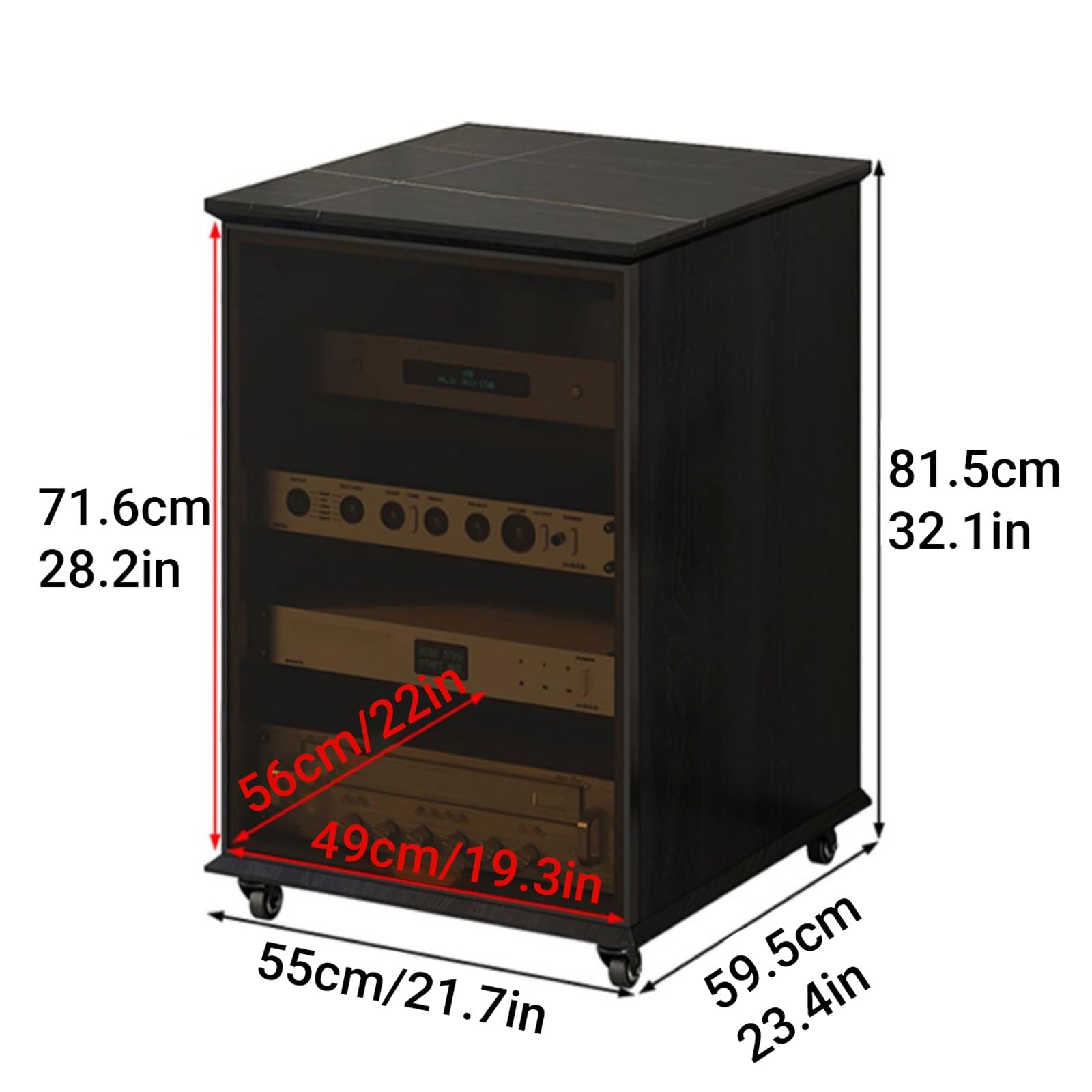 AV Ste Ma - Armadietto Sto in legno massello con ripiani adiuvanti, mobile AV Equint nd, o Rack, porte a s e ventola di raffreddamento (grigio, 81,5 cm)
