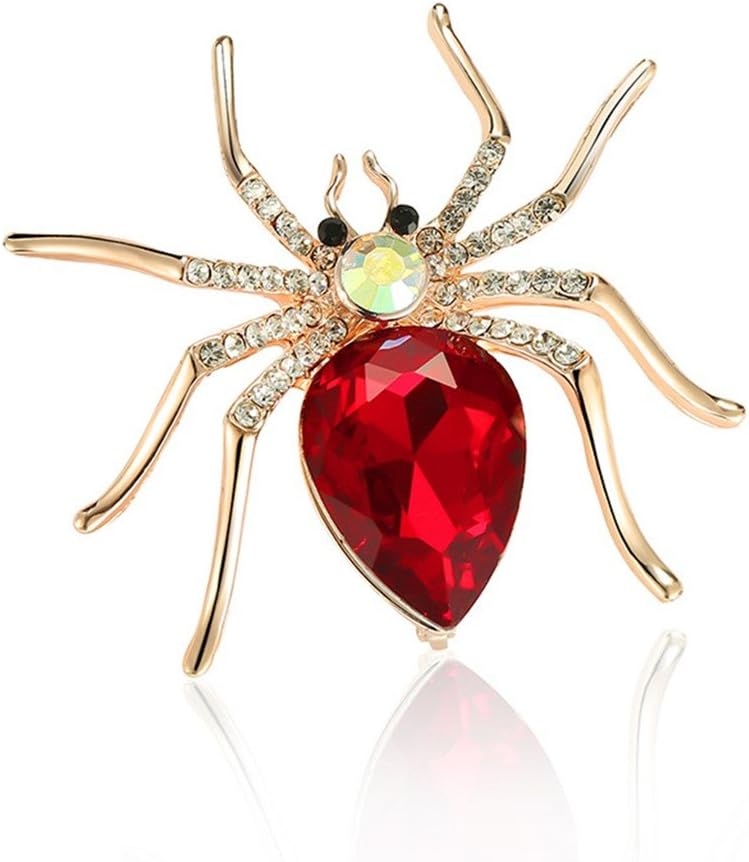 1 Pcs Spider Crystal Brooch Rhinestones Wedding Boutonniere Red, 2.17x2.09 inchs
