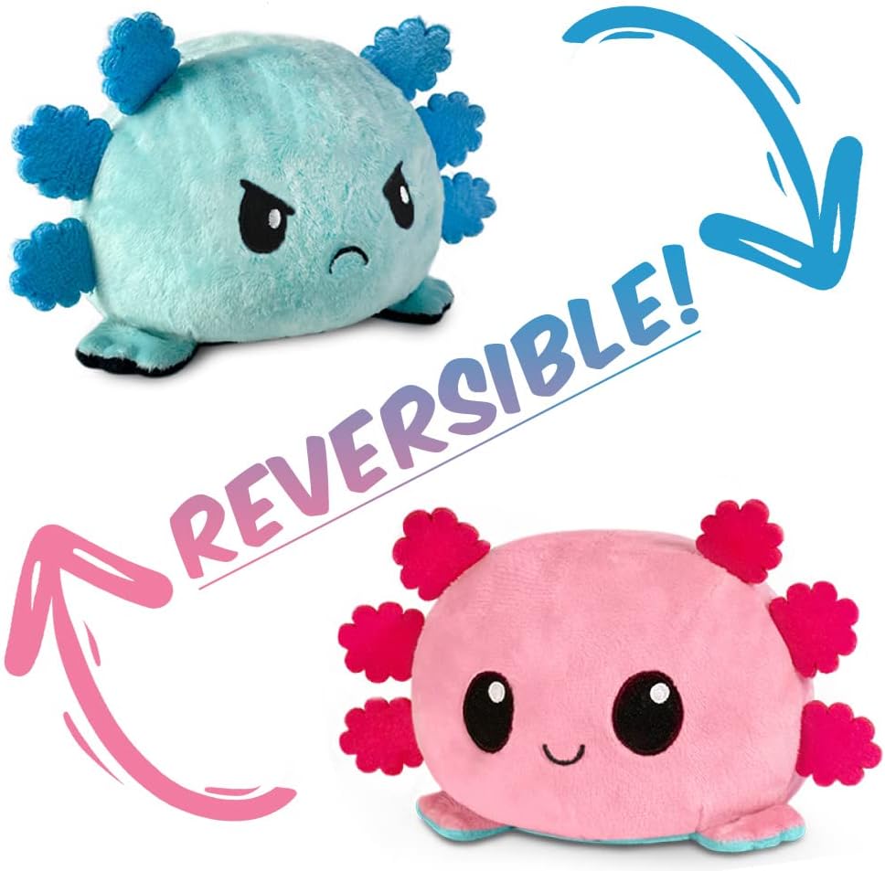 Thedttoy Reversible Axolotl Plushie Cute Axolotl Plush Toy Happy Angry Mood Changing Gifts Show Your Mood Without Saying A Word
