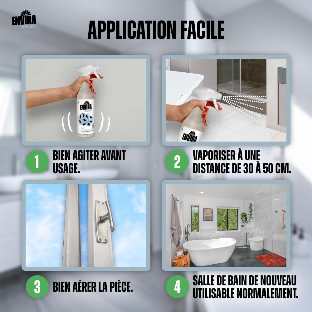 Envira Spray Contre Les Poissons d'argent - Anti-Poisson d'argent à Effet Longue durée - Inodore & à Base d'eau - 500 ML