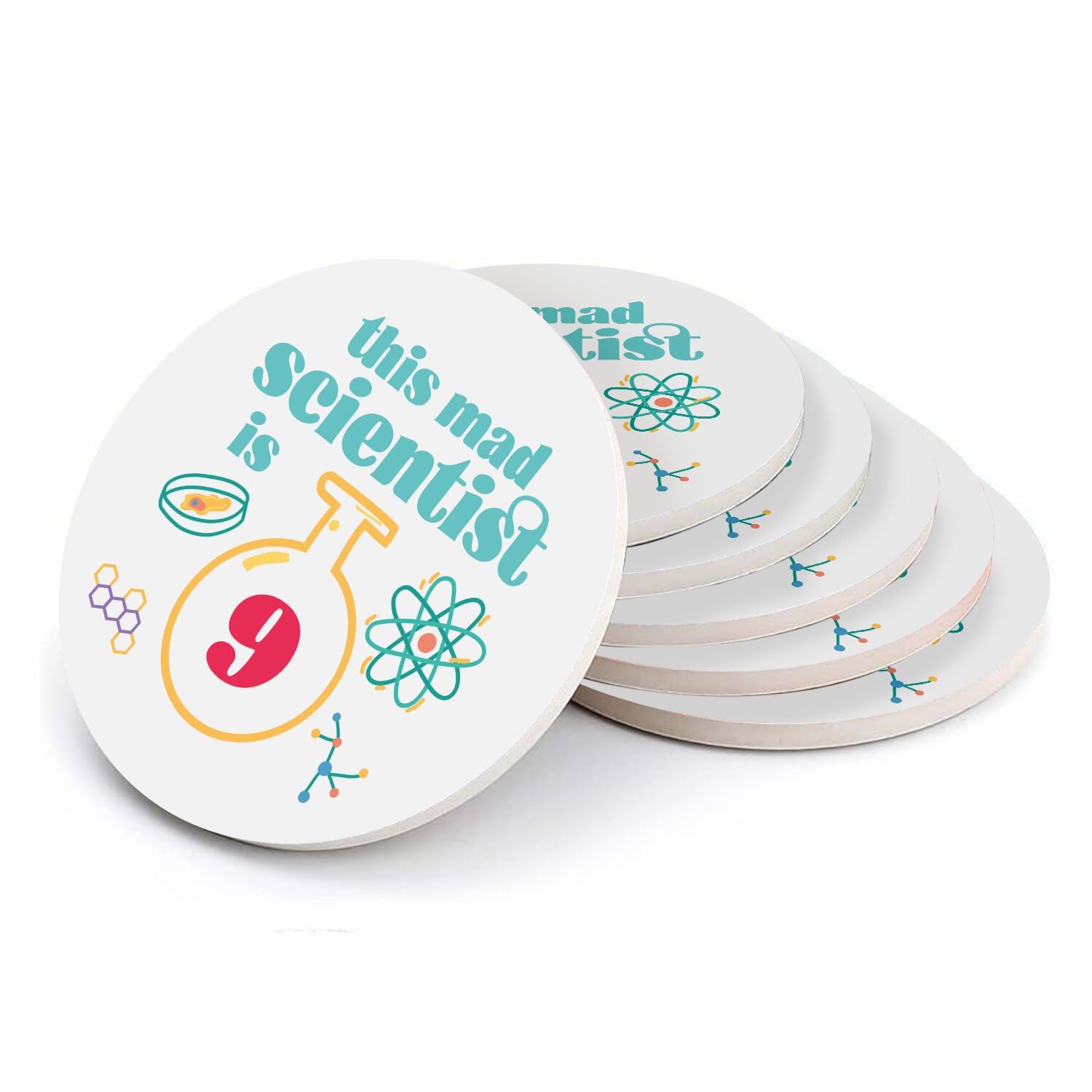 Sous-verre céramique Mad Scientist, le cadeau original pour célébrer un 9ème anniversaire