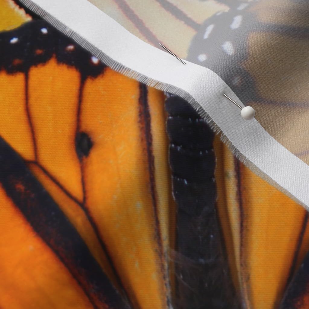 Spoonflower Fabric - Monarch Butterflies Butterfly Orange Flight Flying Insect Printed on Organic Cotton Sateen Fabric by The Yard - Sewing Quilting Apparel Home Decor