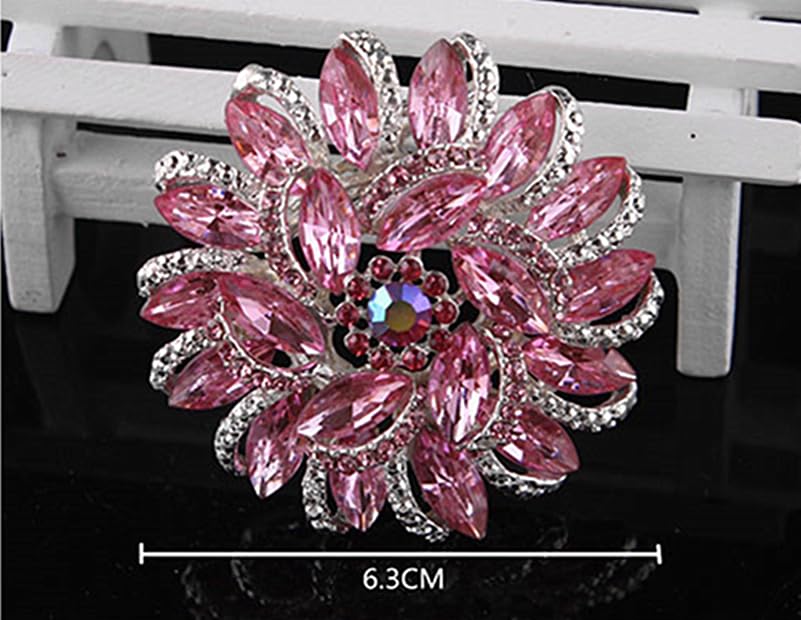 Image of Wedding Bridal Big Crystal Rhinestone Bouquet Brooch Pin for Women (green bridal flower)